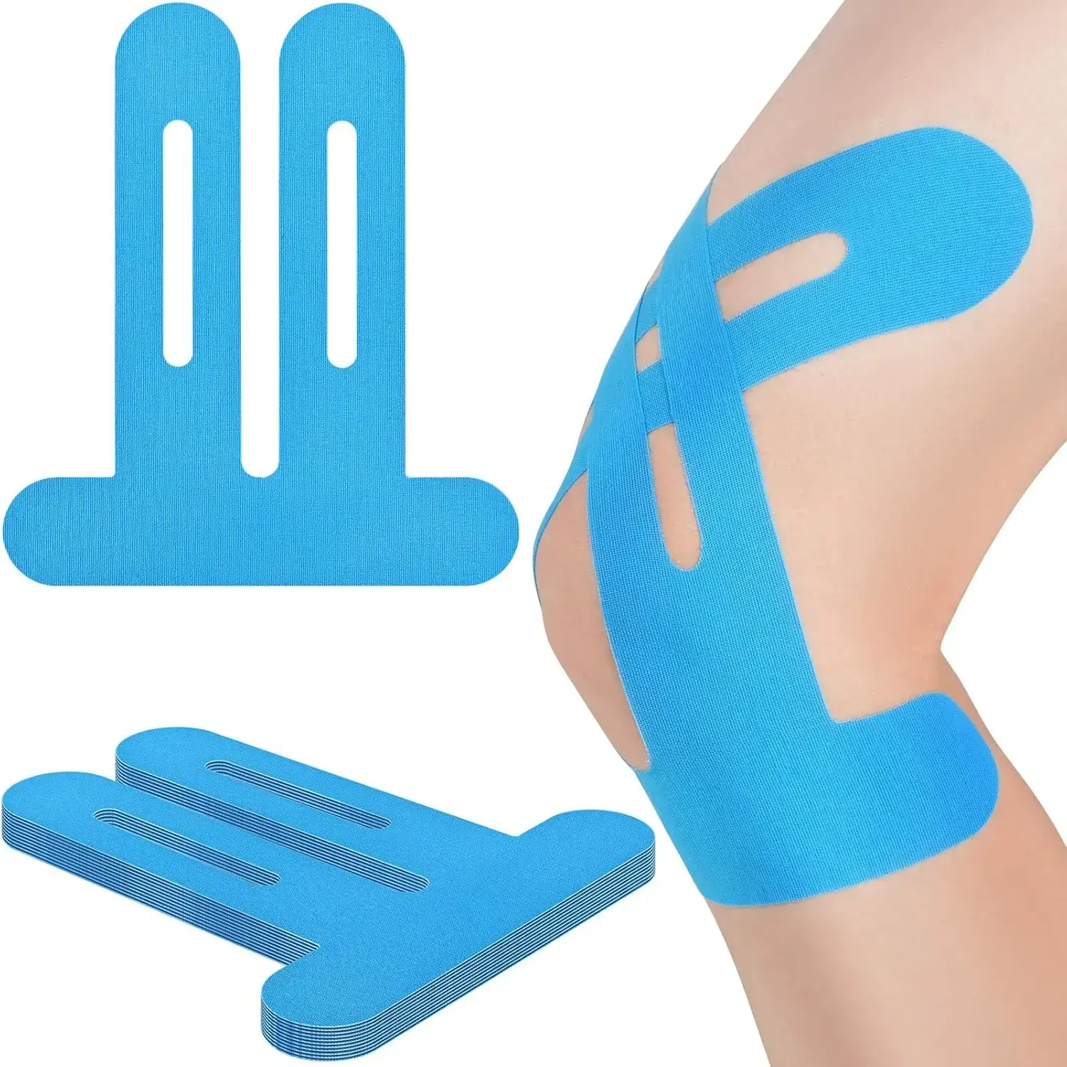 Dinkado Precut Kinesiology Tape – 10PCS Knee Support Strips for Better Stability During Pickleball, Running & Training - Blue - 10pcs - image 10