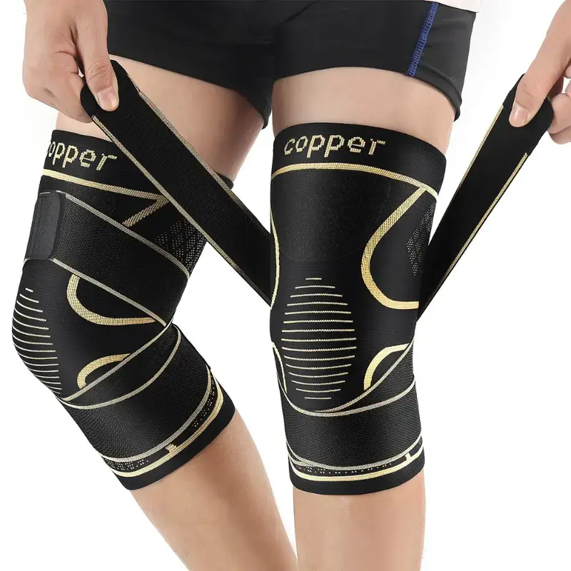 Dinkado 2-Pack Copper Knee Braces with Adjustable Straps – Compression Knee Support for Joint Comfort, Stability, Running & Dail - 2XL - 2 Pack - image 1