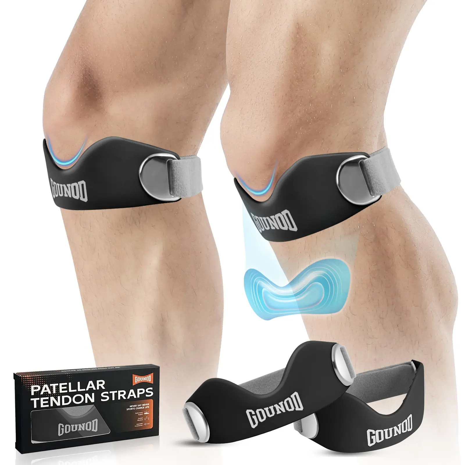 Adjustable Patella Knee Strap – Anti-Slip Patellar Tendon Support for Men & Women, Running, Basketball, Volleyball, Squats, Hiki - image 5