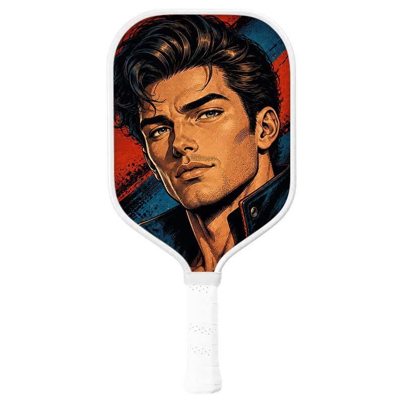 Dinkado USA Pickleball Approved Carbon Fiber Paddle – 16mm Original Comic Character Edition, Midnight Hero - Elongated - Carbon Fiber Face - Single Paddle - image 1