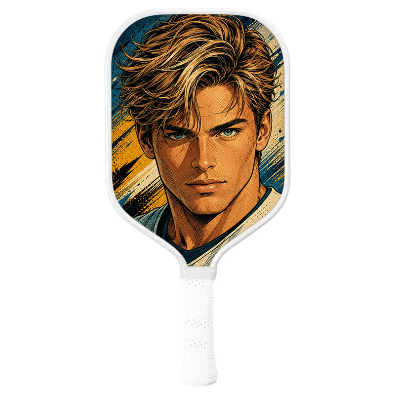 Dinkado USA Pickleball Approved Carbon Fiber Paddle – 16mm Original Comic Character Edition, Golden Rush - Elongated - Carbon Fiber Face - Single Paddle - image 1