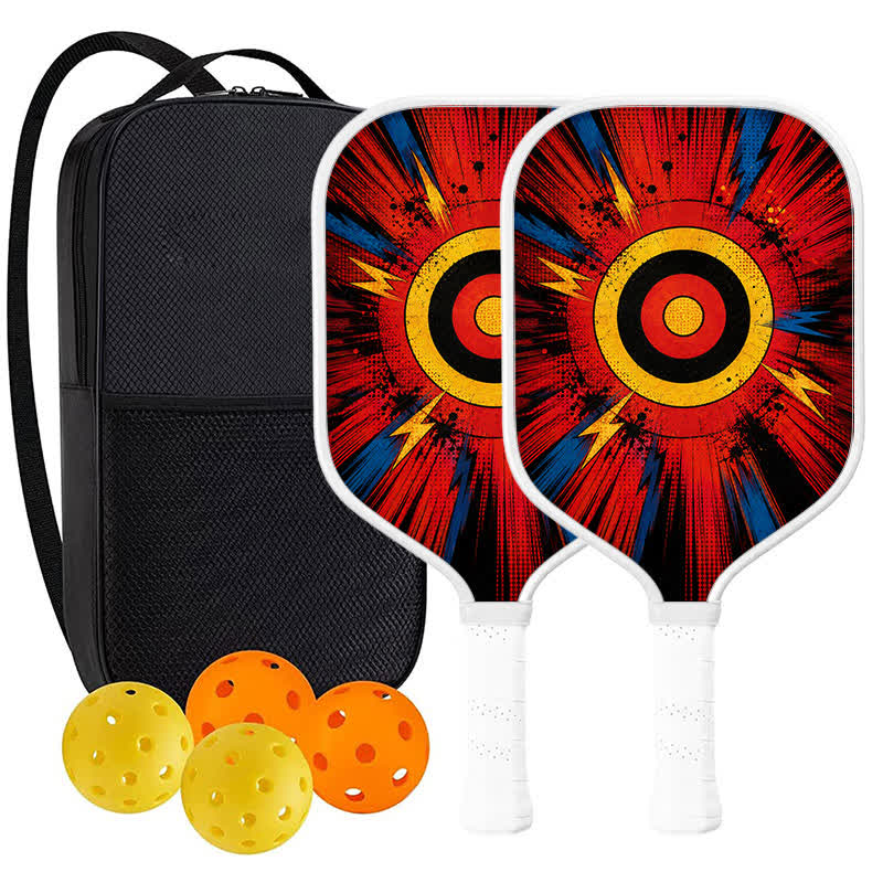 Dinkado 16mm T700 Carbon Fiber "Bullseye Blast" Pickleball Paddle – USA Pickleball Approved - Elongated - Carbon Fiber Face - 2-Paddle Set - image 9