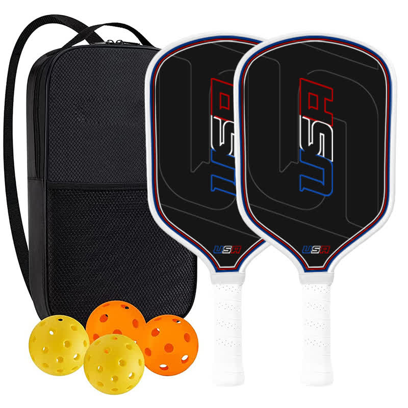 Dinkado 16mm T700 Carbon Fiber "American Edge" Pickleball Paddle – Original Red White & Blue Athletic Design, USA Pickleball App - Traditional Round - Carbon Fiber Face - 2-Paddle Set - image 10