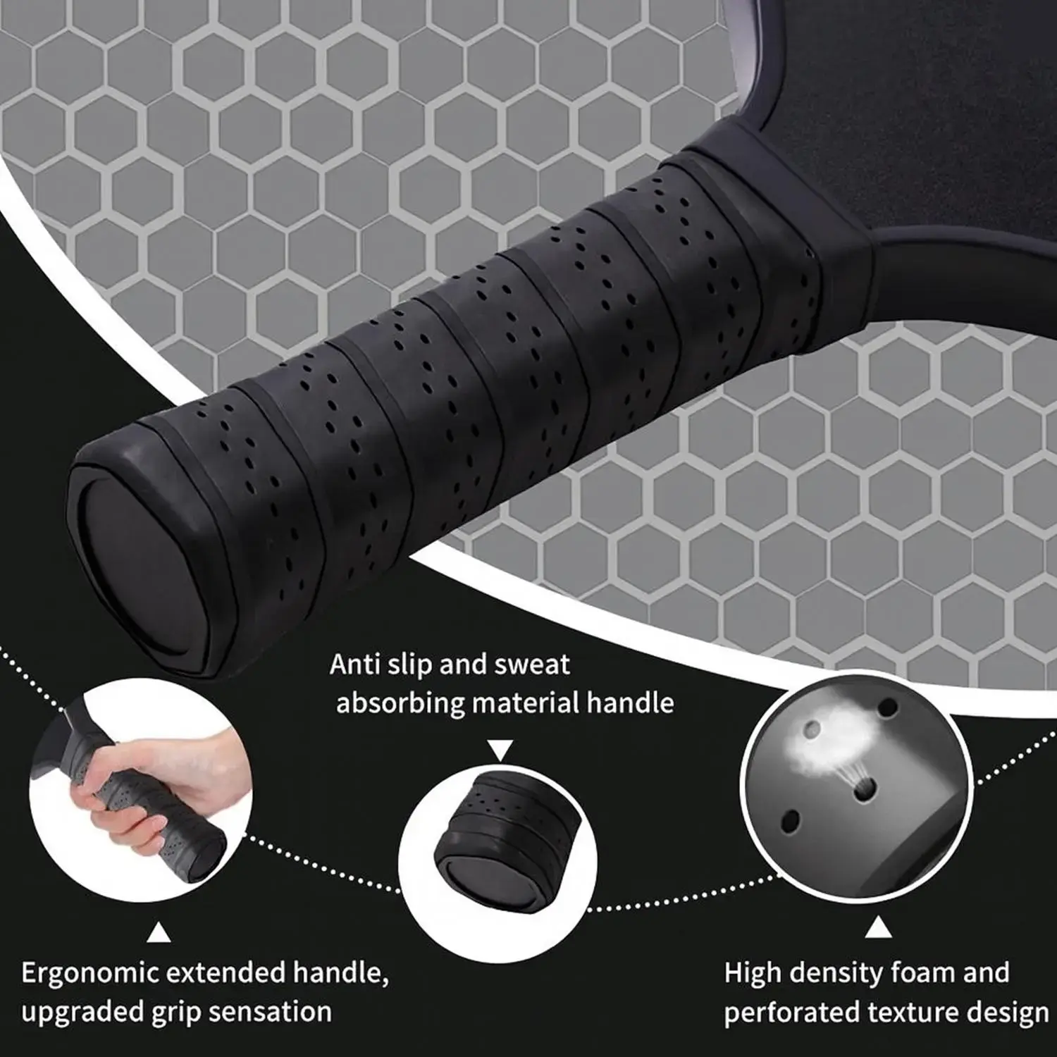 Dinkado 16mm Carbon Fiber Pickleball Paddle – Control & Spin Paddle, Halloween Skeleton Hand Design - image 4
