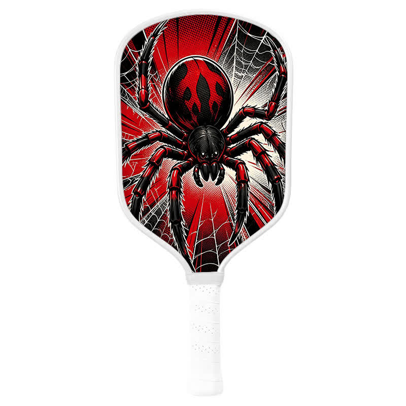 Dinkado 16mm T700 Carbon Fiber "Web Fury" Pickleball Paddle – Original Red & Black Spider Graphic Design, USA Pickleball Approve - Traditional Round - Carbon Fiber Face - Single Paddle - image 2