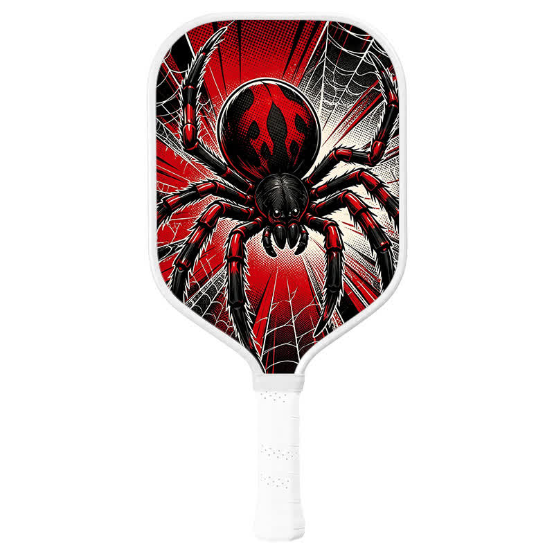 Dinkado 16mm T700 Carbon Fiber "Web Fury" Pickleball Paddle – Original Red & Black Spider Graphic Design, USA Pickleball Approve - Elongated - Carbon Fiber Face - Single Paddle - image 1
