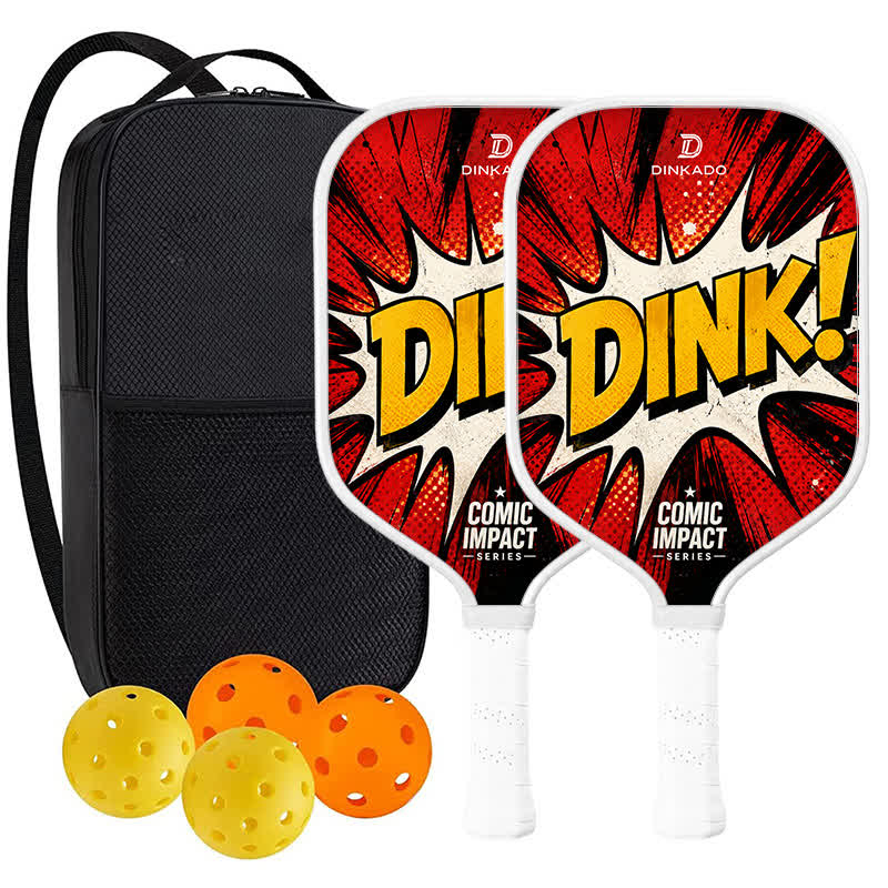 Dinkado USA Pickleball Approved Carbon Fiber Paddle – 16mm "DINK BLAST" Original Comic Impact Design for Power & Control - Elongated - Carbon Fiber Face - 2-Paddle Set - image 10
