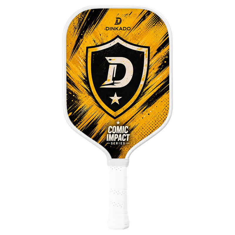 Dinkado USA Pickleball Approved Carbon Fiber Paddle – 16mm "VICTORY SHIELD" Original Comic Impact Design for Power & Control - Elongated - Carbon Fiber Face - Single Paddle - image 1
