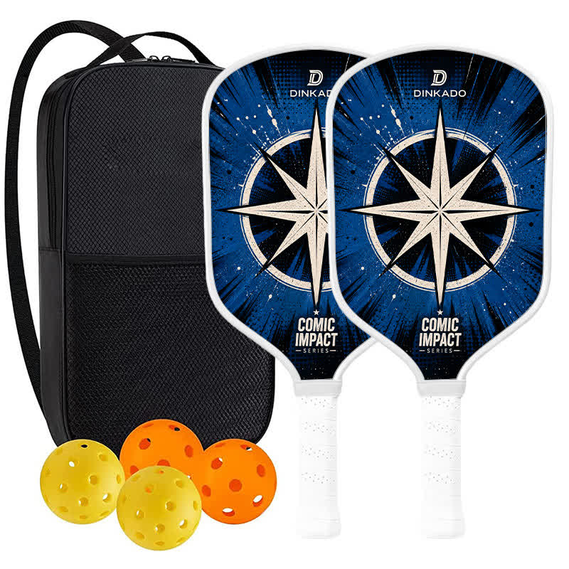 Dinkado USA Pickleball Approved Carbon Fiber Paddle – 16mm "NORTH STAR" Original Comic Impact Design for Power & Control - Traditional Round - Carbon Fiber Face - 2-Paddle Set - image 11