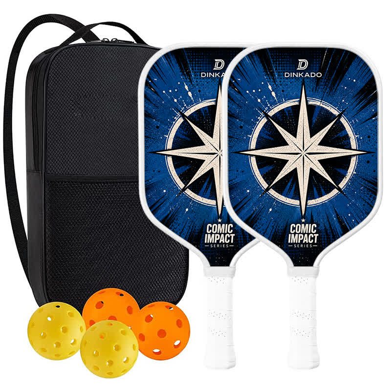Dinkado USA Pickleball Approved Carbon Fiber Paddle – 16mm "NORTH STAR" Original Comic Impact Design for Power & Control - Elongated - Carbon Fiber Face - 2-Paddle Set - image 10