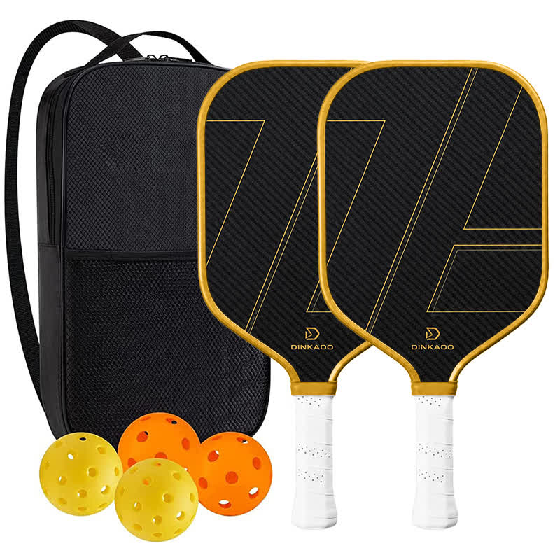 Dinkado Pro Series 16mm Carbon Fiber Pickleball Paddle – Premium T700 Surface with Control & Spin - Yellow - Elongated Carbon Fiber - 2-Paddle Set - image 21