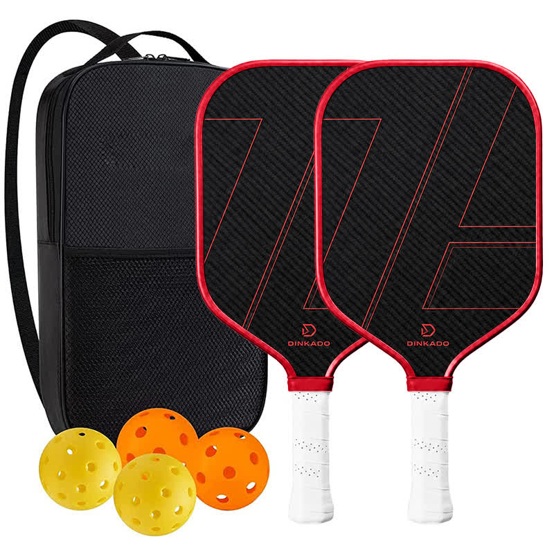 Dinkado Pro Series 16mm Carbon Fiber Pickleball Paddle – Premium T700 Surface with Control & Spin - Red - Elongated Carbon Fiber - 2-Paddle Set - image 25