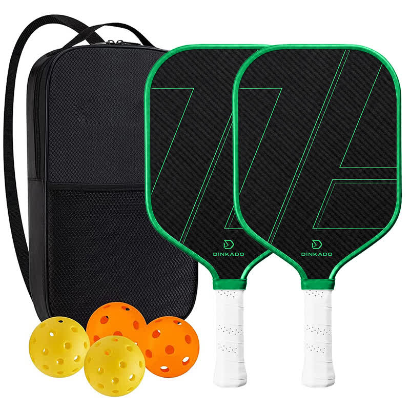 Dinkado Pro Series 16mm Carbon Fiber Pickleball Paddle – Premium T700 Surface with Control & Spin - Green - Elongated Carbon Fiber - 2-Paddle Set - image 13