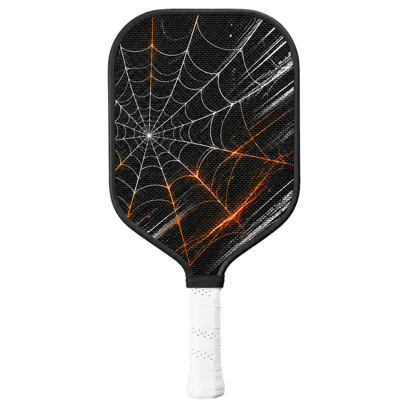 Dinkado 16mm Carbon Fiber Pickleball Paddle – Lightweight Control & Spin Paddle, Halloween Spider Web Design - Elongated - Carbon Fiber Face - Single Paddle - image 1