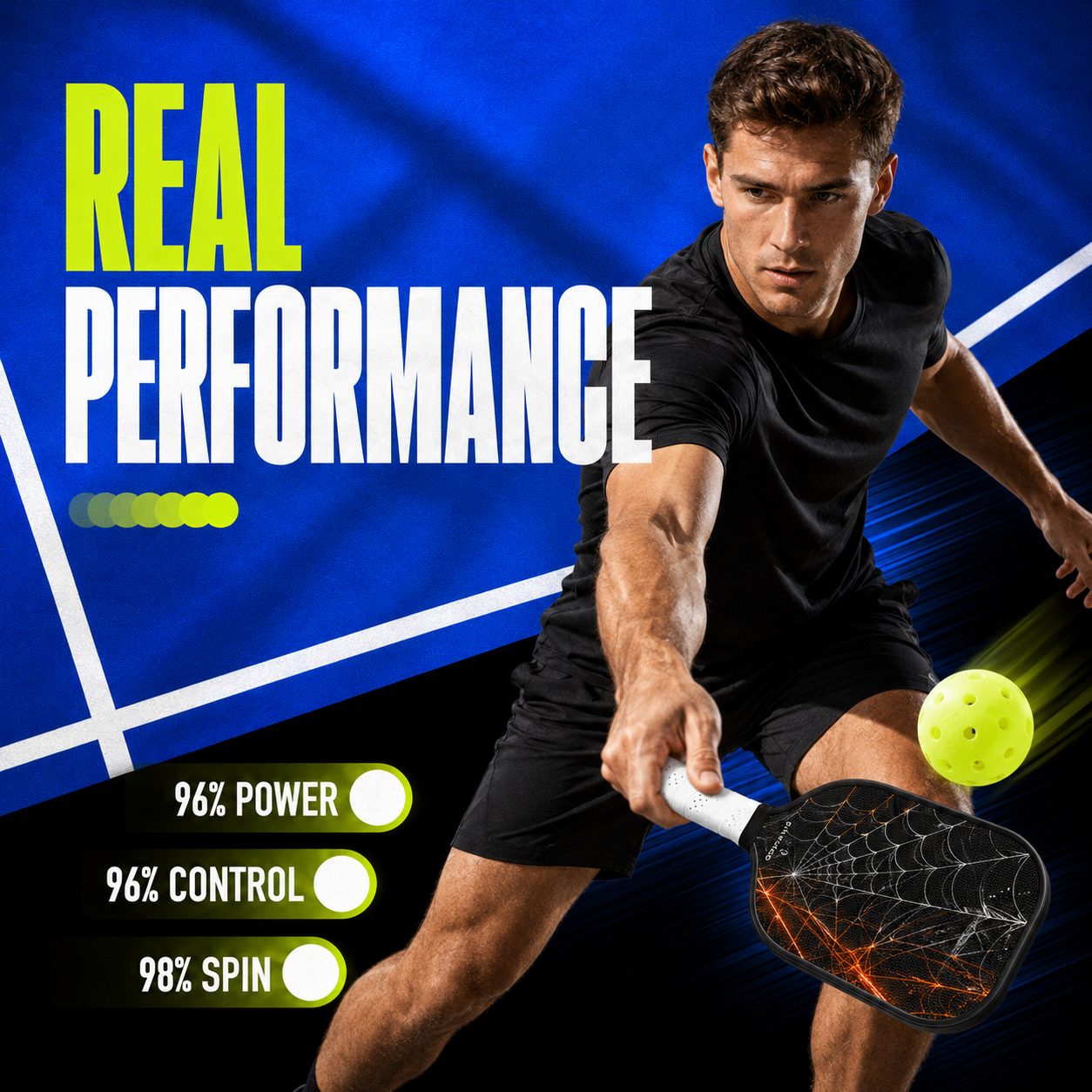 Dinkado 16mm Carbon Fiber Pickleball Paddle – Lightweight Control & Spin Paddle, Halloween Spider Web Design - image 3