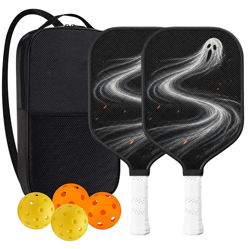 Dinkado 16mm Carbon Fiber Pickleball Paddle – Lightweight Control Paddle, Halloween Ghost Design - Elongated - Carbon Fiber Face - 2-Paddle Set - image 9
