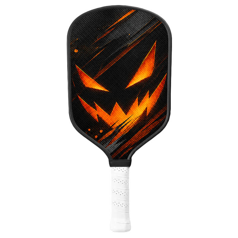 Dinkado 16mm Carbon Fiber Pickleball Paddle – Control & Spin Paddle, Halloween Jack-O’-Lantern Design - Traditional Round - Carbon Fiber Face - Single Paddle - image 2