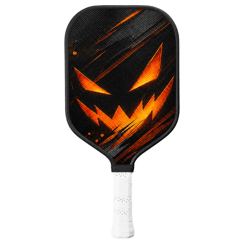 Dinkado 16mm Carbon Fiber Pickleball Paddle – Control & Spin Paddle, Halloween Jack-O’-Lantern Design - Elongated - Carbon Fiber Face - Single Paddle - image 1