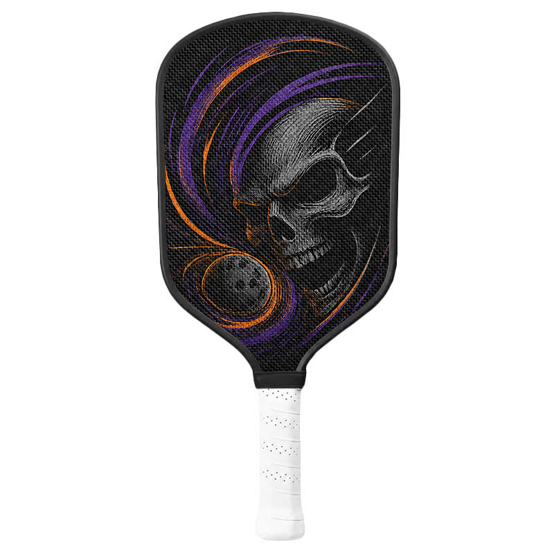 Dinkado 16mm Carbon Fiber Pickleball Paddle – Control & Spin Paddle, Halloween Skull Vortex Design - Traditional Round - Carbon Fiber Face - Single Paddle - image 2