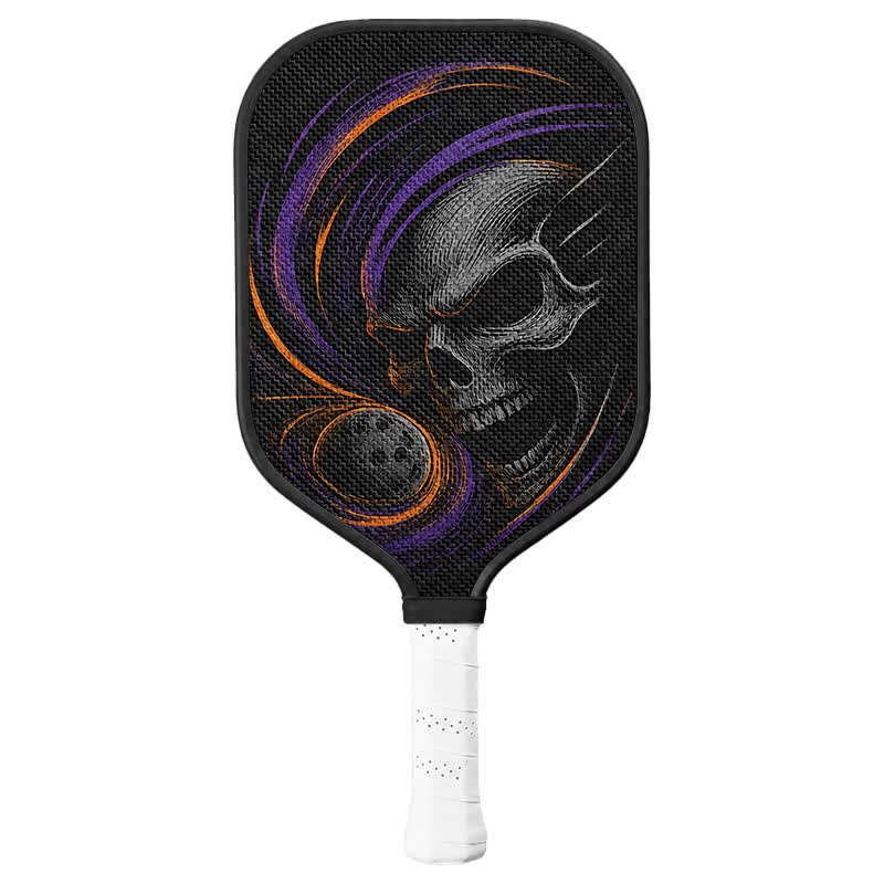 Dinkado 16mm Carbon Fiber Pickleball Paddle – Control & Spin Paddle, Halloween Skull Vortex Design - Elongated - Carbon Fiber Face - Single Paddle - image 1