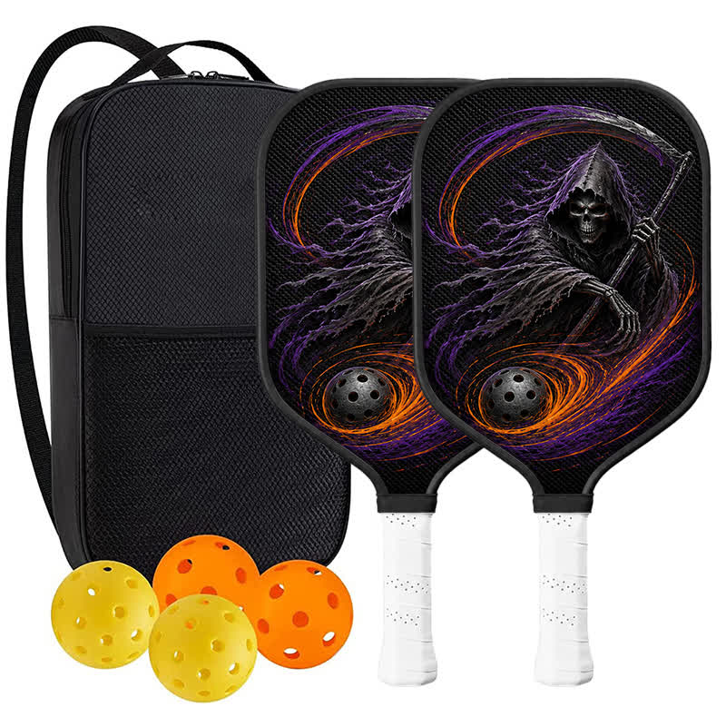 Dinkado 16mm Carbon Fiber Pickleball Paddle – Lightweight All-Court Paddle, Halloween Grim Reaper Design - Elongated - Carbon Fiber Face - 2-Paddle Set - image 10
