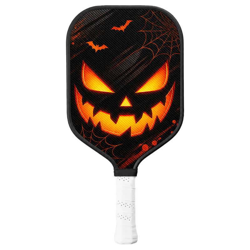 Dinkado 16mm Carbon Fiber Pickleball Paddle – Halloween Glowing Pumpkin Design for Control & Spin - Elongated - Carbon Fiber Face - Single Paddle - image 1