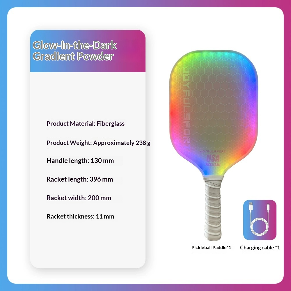 NightGlow LED Pickleball Paddle – Rechargeable Light-Up Paddle with 20 Dynamic Modes for Night Games - Single Paddle - Gradient Pink - image 13