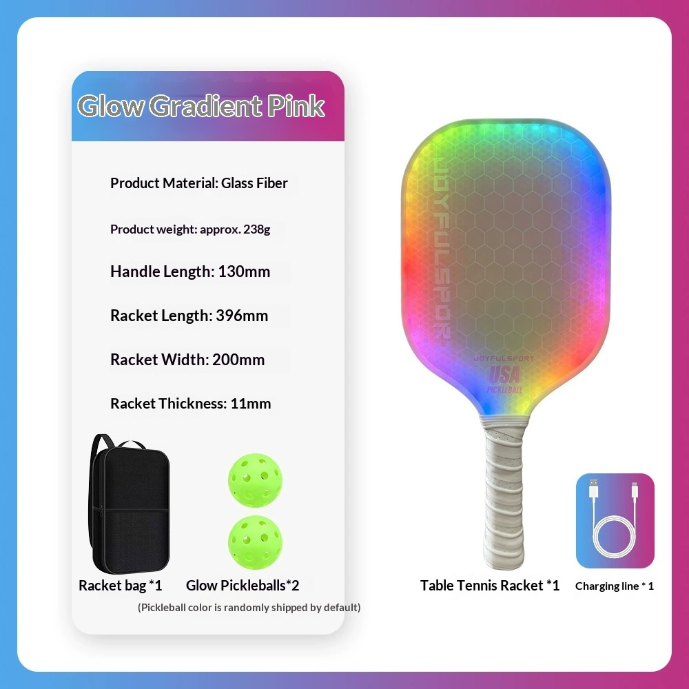 NightGlow LED Pickleball Paddle – Rechargeable Light-Up Paddle with 20 Dynamic Modes for Night Games - Starter Set - Gradient Pink - image 9