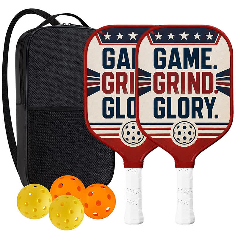 Dinkado Game Grind Glory 16mm Pickleball Paddle – Retro American Sport Design - Elongated - Carbon Fiber Face - 2-Paddle Set - image 9