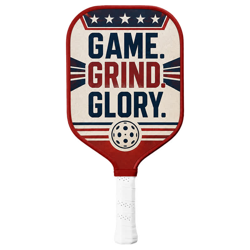Dinkado Game Grind Glory 16mm Pickleball Paddle – Retro American Sport Design - Elongated - Carbon Fiber Face - Single Paddle - image 1