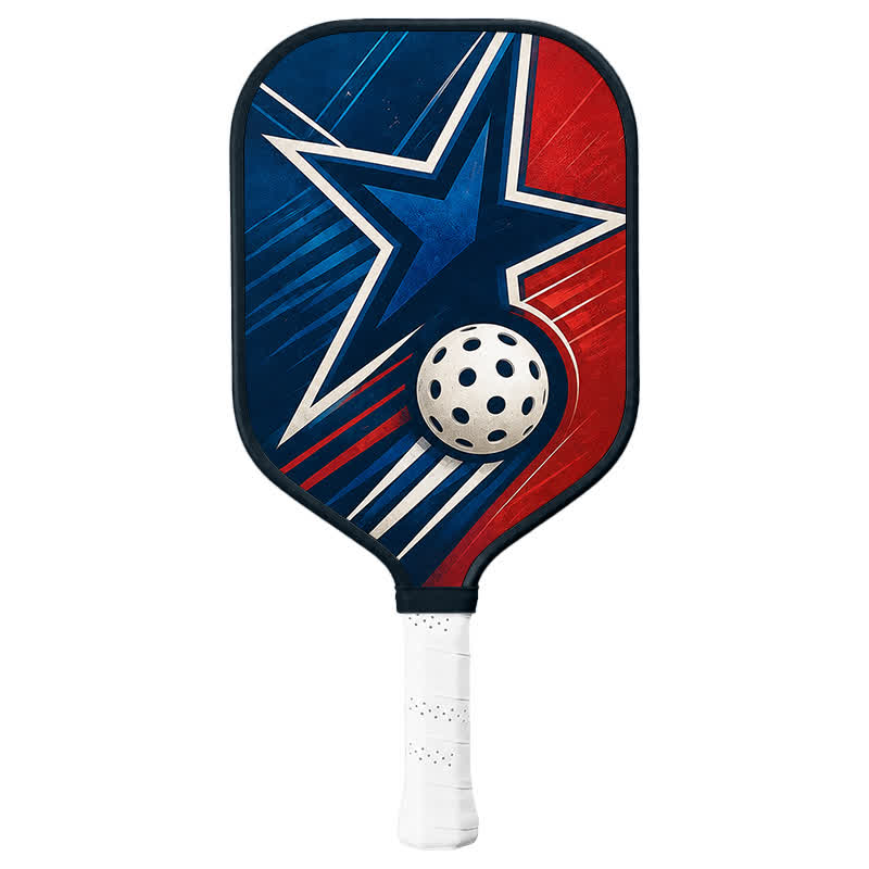 Dinkado Liberty Star 16mm Pickleball Paddle – Red White & Blue All Court Design - Elongated - Carbon Fiber Face - Single Paddle - image 1