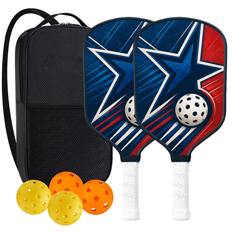 Dinkado Liberty Star 16mm Pickleball Paddle – Red White & Blue All Court Design - Traditional Round - Carbon Fiber Face - 2-Paddle Set - image 11