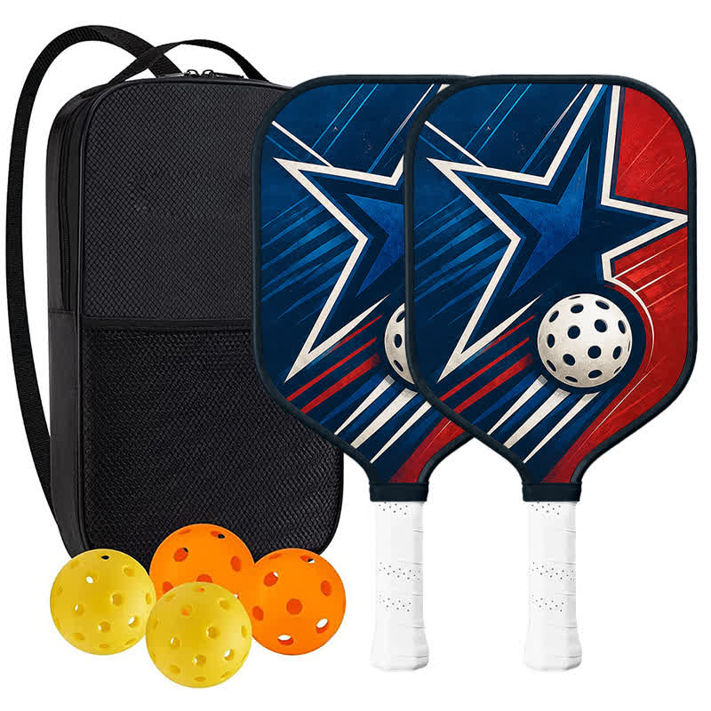 Dinkado Liberty Star 16mm Pickleball Paddle – Red White & Blue All Court Design - Elongated - Carbon Fiber Face - 2-Paddle Set - image 9