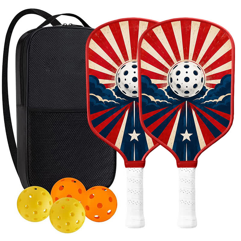 Dinkado American Roadstar 16mm Pickleball Paddle – Retro USA Sport Design - Traditional Round - Carbon Fiber Face - 2-Paddle Set - image 11