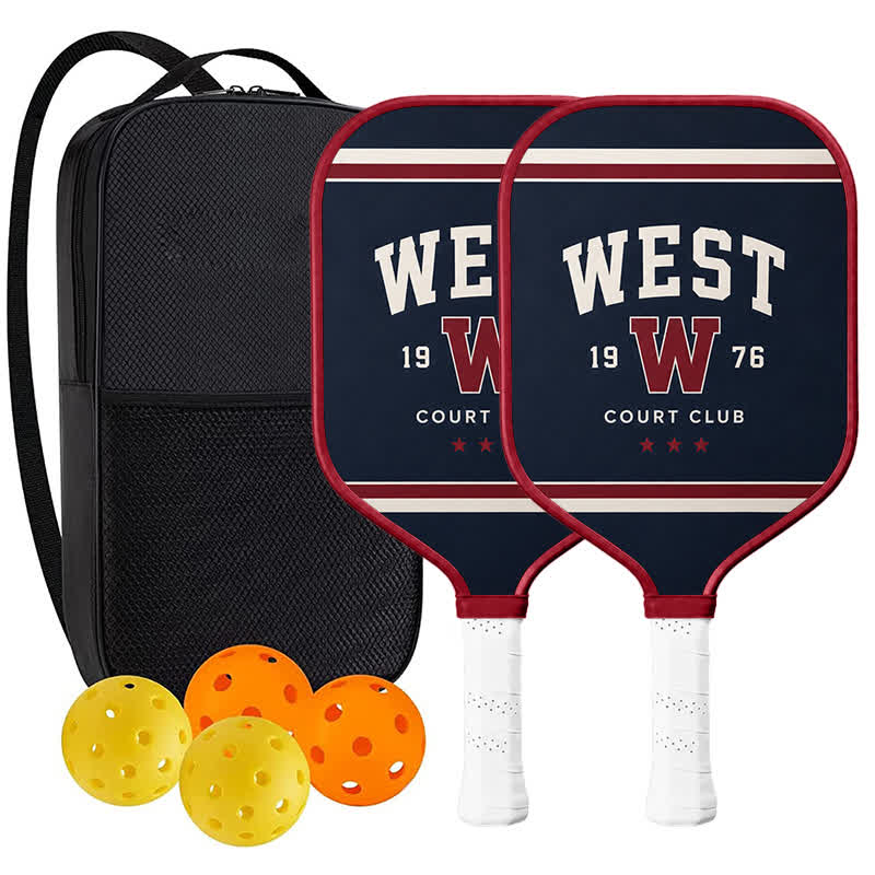 Dinkado West Court Club 16mm Pickleball Paddle – American Varsity Heritage Design - Elongated - Carbon Fiber Face - 2-Paddle Set - image 9