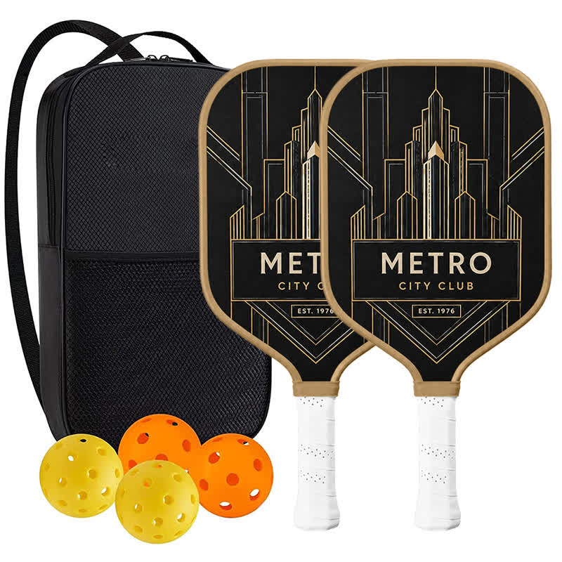 Dinkado Metro City Club 16mm Pickleball Paddle – Art Deco All Court Design - Elongated - Carbon Fiber Face - 2-Paddle Set - image 9