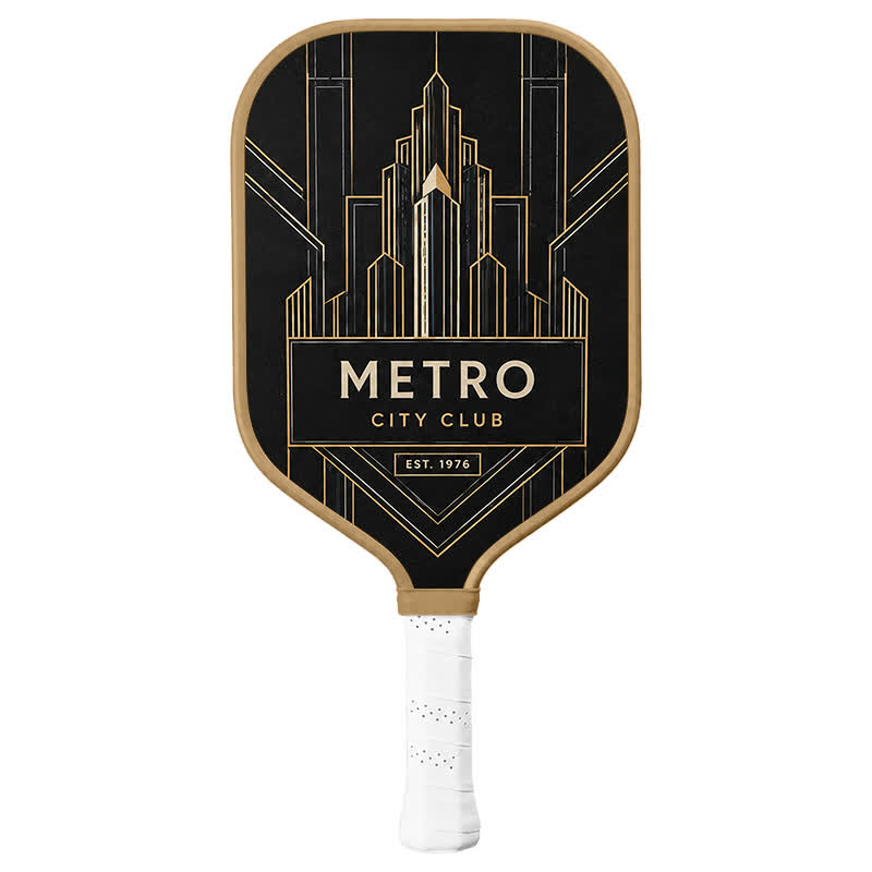 Dinkado Metro City Club 16mm Pickleball Paddle – Art Deco All Court Design - Elongated - Carbon Fiber Face - Single Paddle - image 1