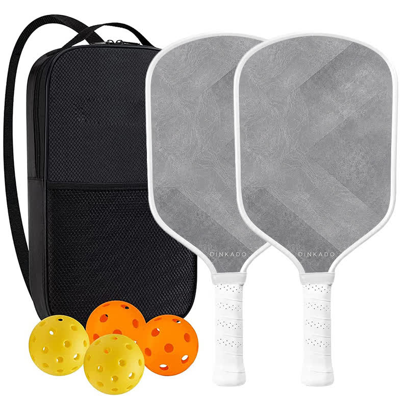 Dinkado Silver Terrain 16mm Pickleball Paddle – Minimalist Lightweight All Court Design - Traditional Round - Carbon Fiber Face - 2-Paddle Set - image 11