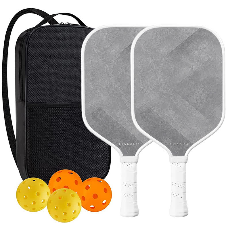 Dinkado Silver Terrain 16mm Pickleball Paddle – Minimalist Lightweight All Court Design - Elongated - Carbon Fiber Face - 2-Paddle Set - image 9