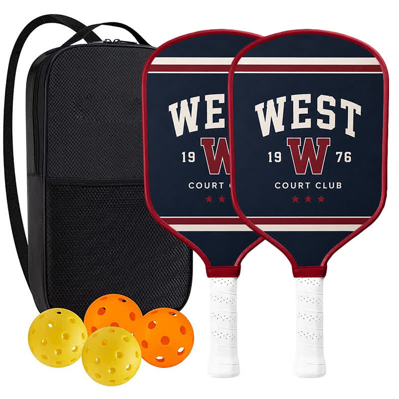 Dinkado West Court Club 16mm Pickleball Paddle – American Varsity Heritage Design - Traditional Round - Carbon Fiber Face - 2-Paddle Set - image 11