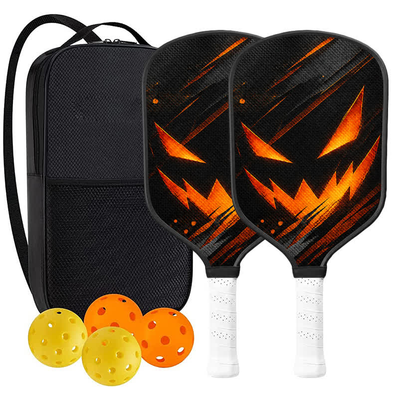 Dinkado 16mm Carbon Fiber Pickleball Paddle – Control & Spin Paddle, Halloween Jack-O’-Lantern Design - Traditional Round - Carbon Fiber Face - 2-Paddle Set - image 11