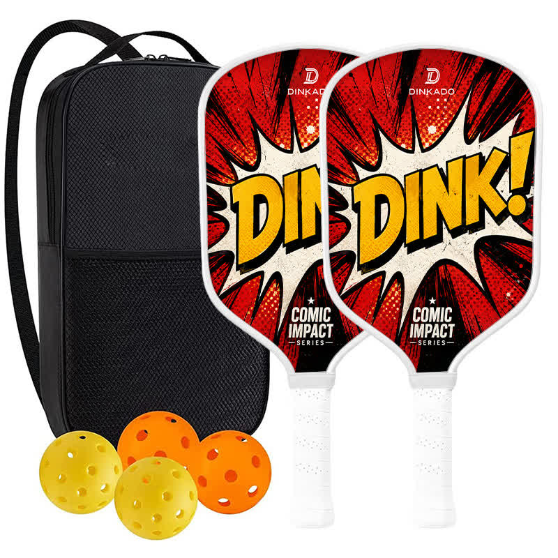 Dinkado USA Pickleball Approved Carbon Fiber Paddle – 16mm "DINK BLAST" Original Comic Impact Design for Power & Control - Traditional Round - Carbon Fiber Face - 2-Paddle Set - image 11