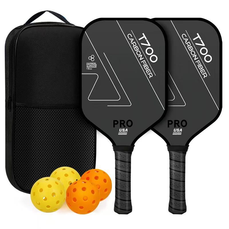 Complete T700 Carbon Fiber Pickleball Paddle Set – Professional Gear For Power & Control - Double-hit Four-ball Black Set - Flat-head Type - [Carbon Fiber T700] - image 13