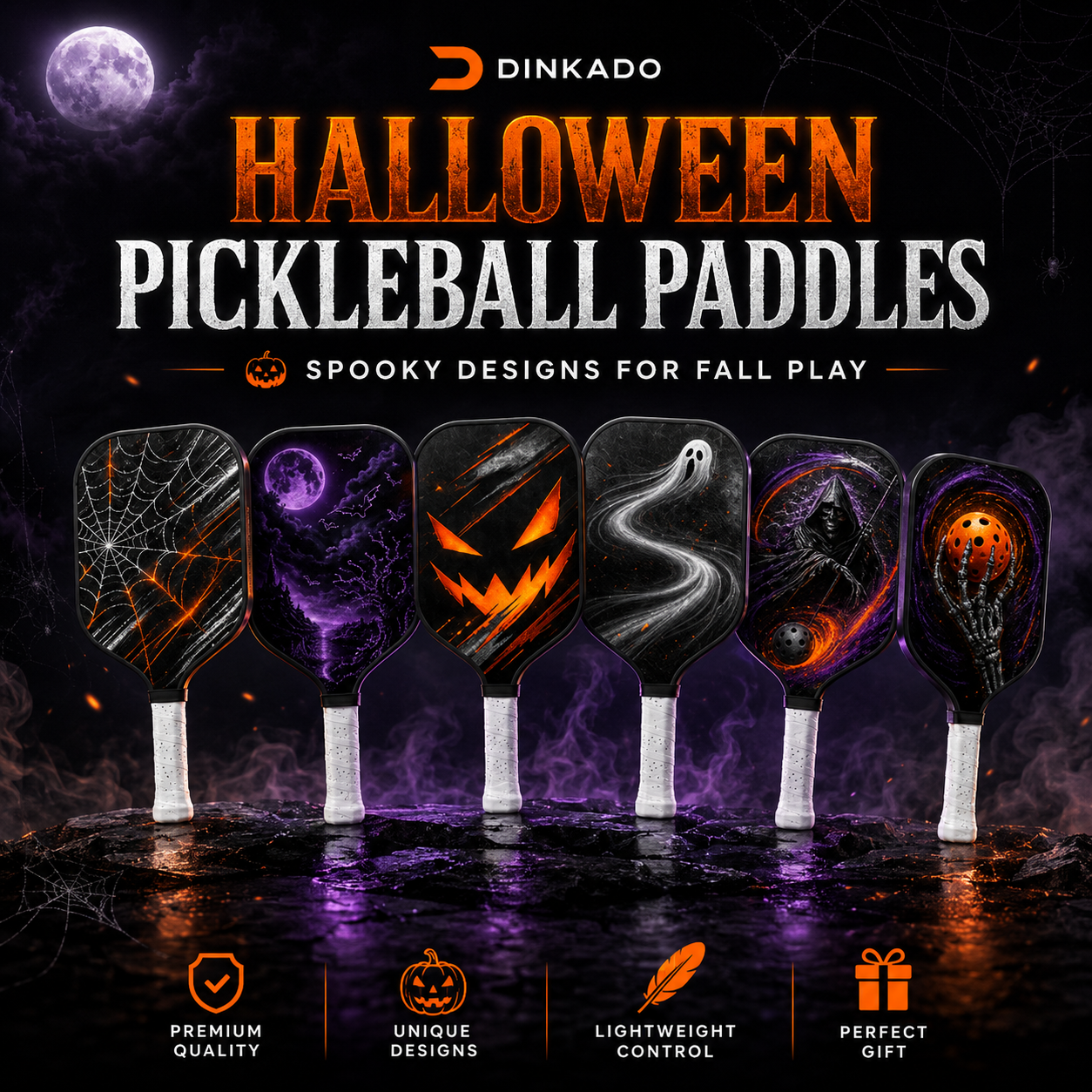 Dinkado Halloween pickleball paddle designs