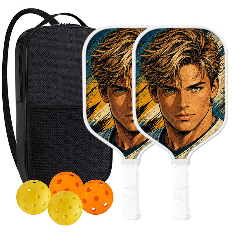 Dinkado USA Pickleball Approved Carbon Fiber Paddle – 16mm Original Comic Character Edition, Golden Rush - Elongated - Carbon Fiber Face - 2-Paddle Set - image 9