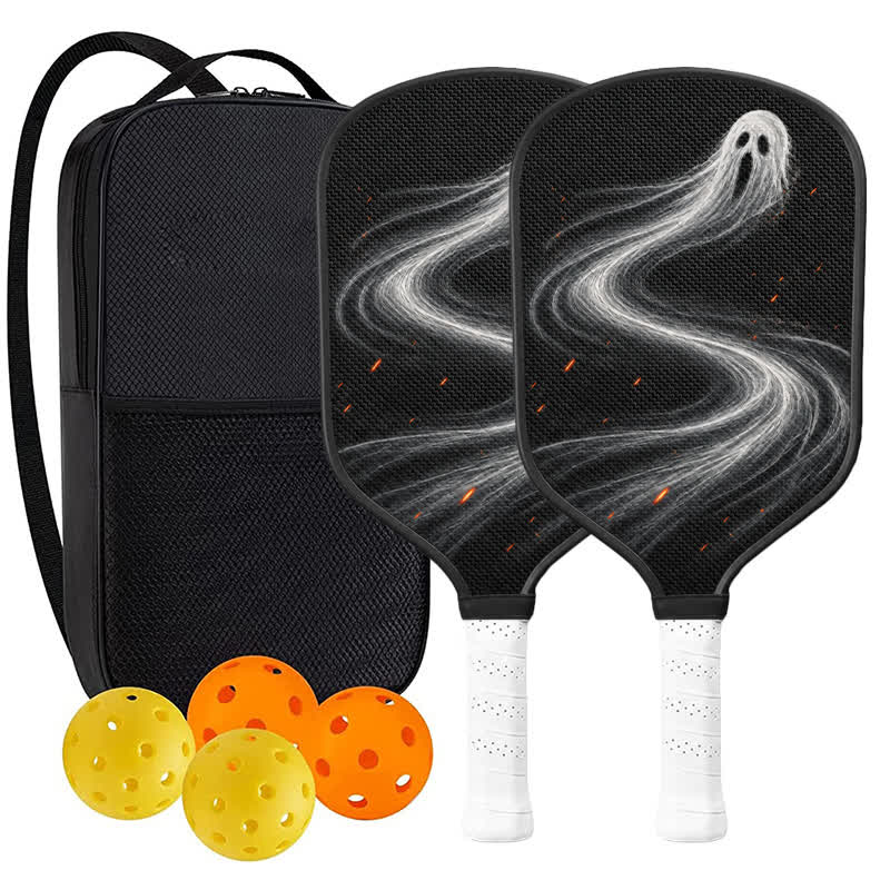 Dinkado 16mm Carbon Fiber Pickleball Paddle – Lightweight Control Paddle, Halloween Ghost Design - Traditional Round - Carbon Fiber Face - 2-Paddle Set - image 11