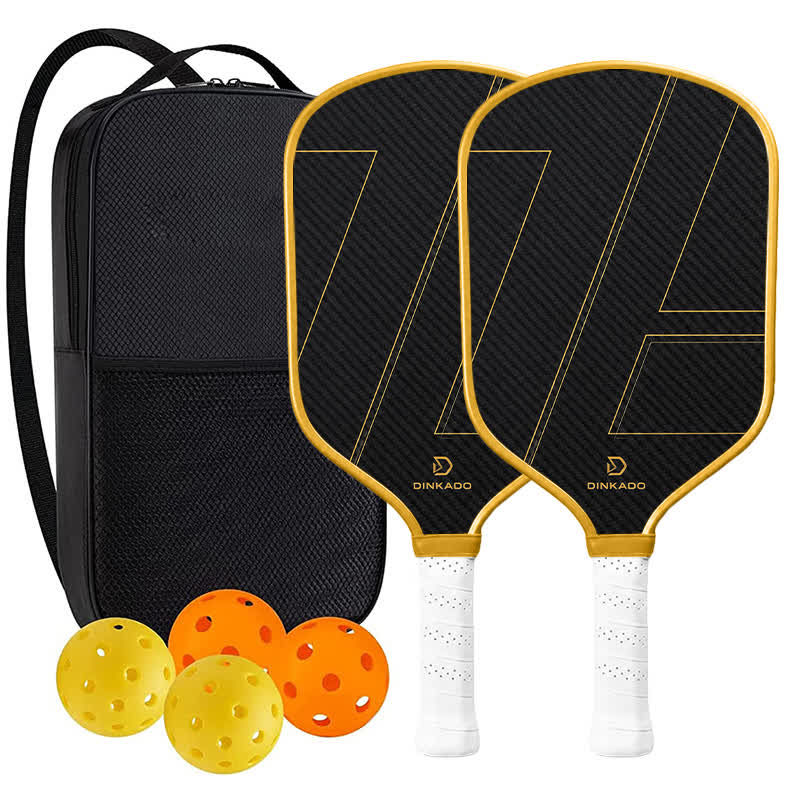 Dinkado Pro Series 16mm Carbon Fiber Pickleball Paddle – Premium T700 Surface with Control & Spin - Yellow - Round Carbon Fiber - 2-Paddle Set - image 23