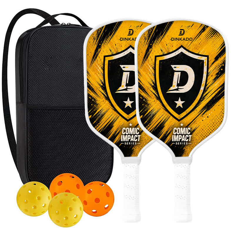 Dinkado USA Pickleball Approved Carbon Fiber Paddle – 16mm "VICTORY SHIELD" Original Comic Impact Design for Power & Control - Traditional Round - Carbon Fiber Face - 2-Paddle Set - image 11