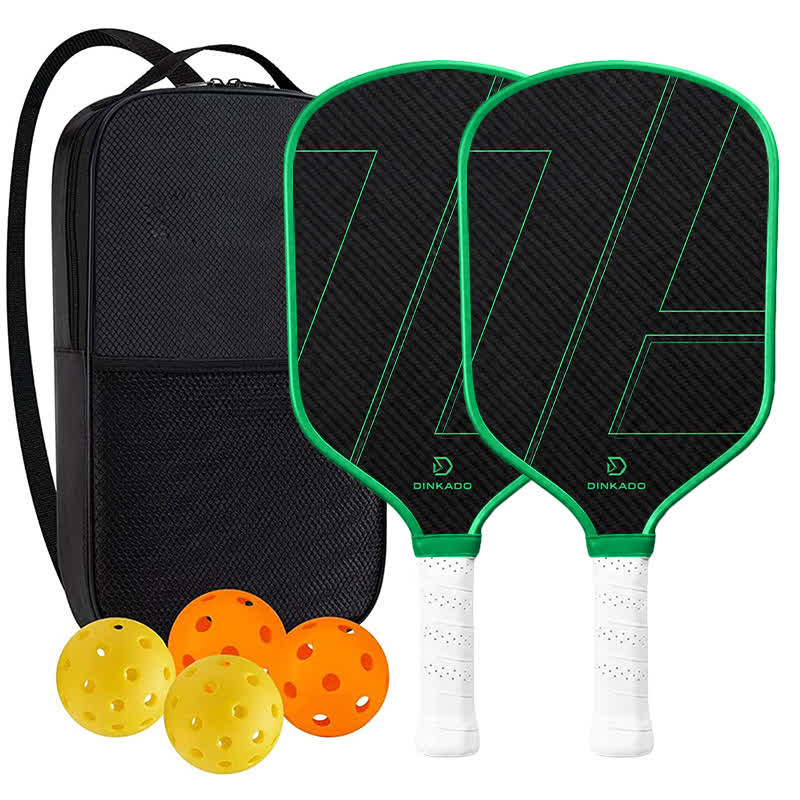 Dinkado Pro Series 16mm Carbon Fiber Pickleball Paddle – Premium T700 Surface with Control & Spin - Green - Round Carbon Fiber - 2-Paddle Set - image 15