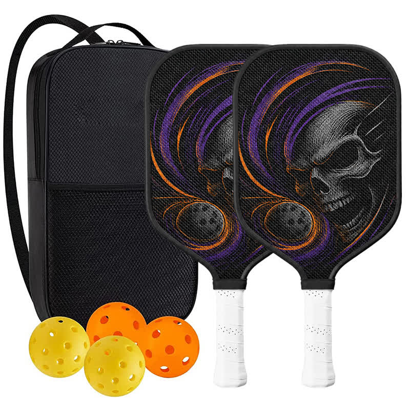 Dinkado 16mm Carbon Fiber Pickleball Paddle – Control & Spin Paddle, Halloween Skull Vortex Design - Elongated - Carbon Fiber Face - 2-Paddle Set - image 10